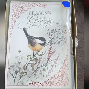 Image Arts Season's Greetings Bird Snow Glitter Holiday Boxed Cards 8 Count